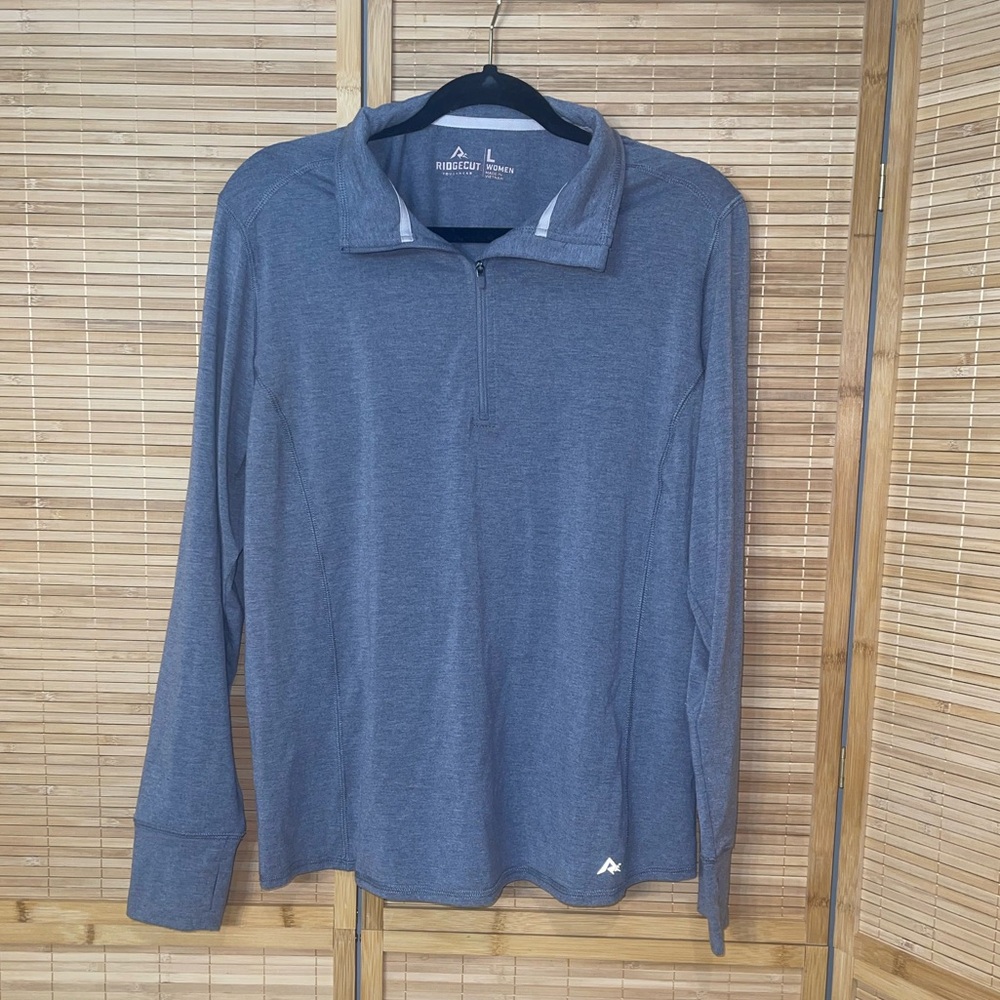 Ridgecut Toughwear gray 1/4 zip long sleeve athletic top shirt woman’s Large